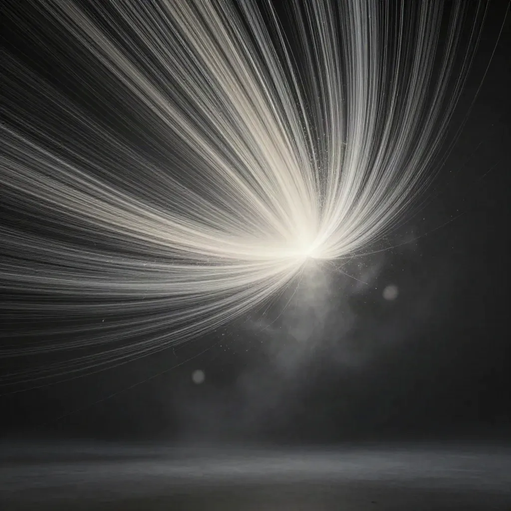 Silver filaments in graphite space converging to an off-centre bloom for 24/7 support